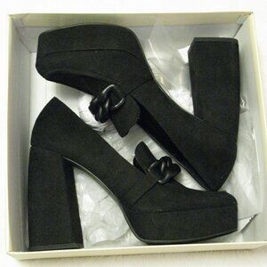 Nordstrom Open Edit 'Lainey' Platform Loafer Pump Shoes Sz 7.5 M Black Suede